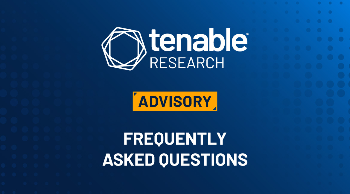 Tenable Research Advisory banner with a blue gradient background, featuring the Tenable logo and the text 'ADVISORY' and 'FREQUENTLY ASKED QUESTIONS.' This is an FAQ blog on BadSuccessor, a zero-day privilege escalation vulnerability in Active Directory domains with at least one Windows Server 2025 domain controller.