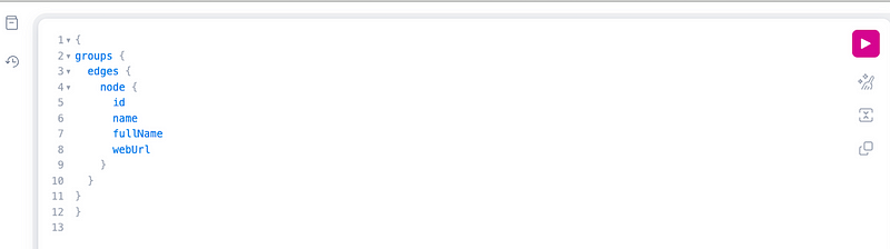 Screenshot of a public groups request via the GitLab GraphQL API